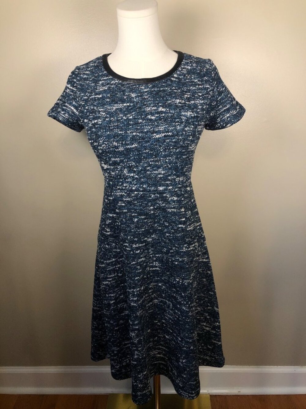 NWT Talbots Teal Textured Tweed Fit & Flare Career Dress Size 2P